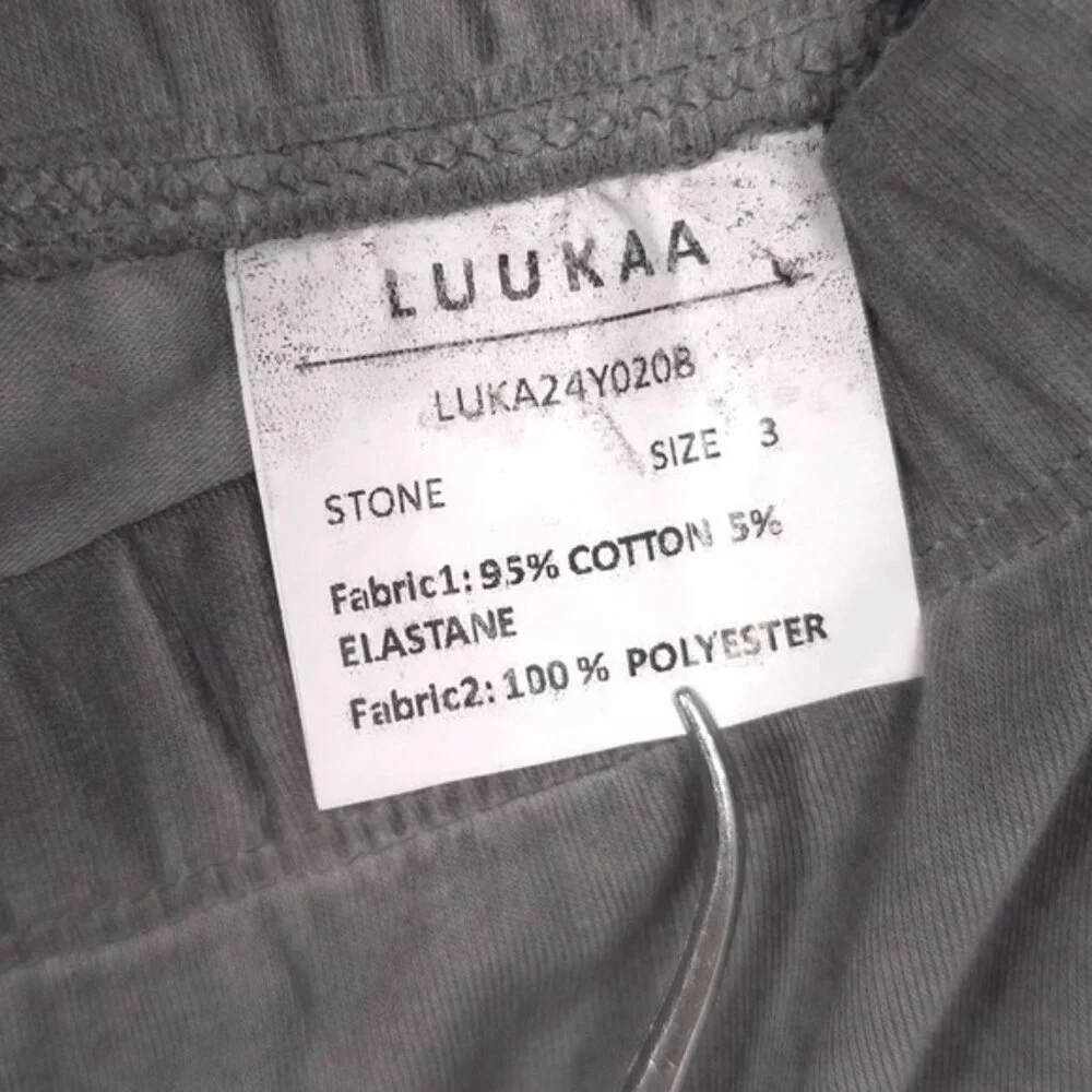 NWT LUUKAA Size US 10 LYRIC Garment Dyed Cotton Jersey Leggings Stone Pants LK 3